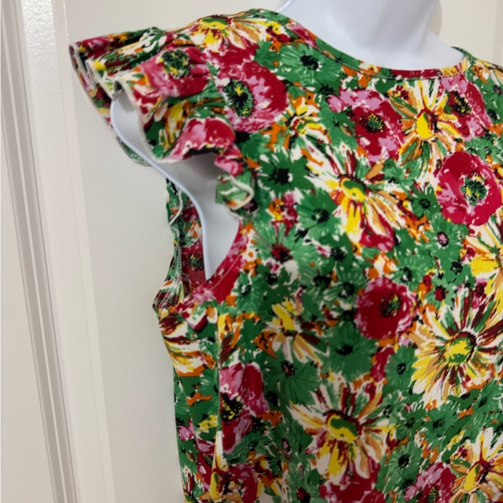 Floral Ruffle Sleeve blouse Top - Picture 2 of 5